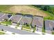 Aerial shot of several homes with private pools, lush green lawns, and a well-planned neighborhood layout at 15049 Canopy Cover Dr, Winter Garden, FL 34787
