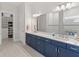 Bathroom featuring dual sinks, walk-in closet, and walk-in shower at 15049 Canopy Cover Dr, Winter Garden, FL 34787