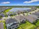 Community aerial view showcasing a stunning lake and neighborhood with sidewalks at 200 Azure Mist Way, Daytona Beach, FL 32124