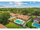 Aerial view of a well-maintained home with pool, fenced yard, and mature trees at 3942 Orange Lake Dr, Orlando, FL 32817