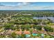 Aerial view overlooking a serene community with lush tree cover and a calm lake at 3942 Orange Lake Dr, Orlando, FL 32817