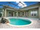 In-ground pool inside a screened enclosure with waterfall feature and patio at 529 Quail Down Dr, Debary, FL 32713