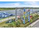 Aerial view of the adventure park featuring obstacle courses, climbing walls, and other recreational activities at 8518 Nemours Pkwy, Orlando, FL 32827