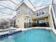 Beautiful screened-in pool and spa area, complete with patio furniture for relaxing and entertaining at 949 Leader St, Davenport, FL 33896