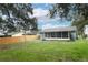 Backyard view of the property with a screened porch and wooden fence, adding privacy at 1077 Dees Dr, Oviedo, FL 32765
