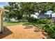 Backyard brick patio surrounded by lush landscaping and mature trees at 1225 Golfview St, Orlando, FL 32804