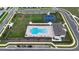 Aerial view of community pool, tennis courts, and recreation area at 16055 Silver Brook Way, Winter Garden, FL 34787