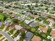Wide aerial shot of a residential neighborhood with lush landscaping and a tranquil lake at 1616 Golden Poppy Ct, Orlando, FL 32824