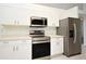Modern kitchen boasts stainless steel appliances, white cabinets, and sleek countertops for a clean look at 1947 Vienna Ave, Deltona, FL 32725