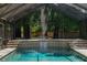 Tranquil screen-enclosed pool with a waterfall feature and steps to the garden at 2009 Woody Dr, Windermere, FL 34786