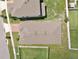 An aerial shot showcasing the layout of the home, with a lawn and neighboring houses at 2598 Trielle Ave, Kissimmee, FL 34741