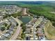 Aerial view of a home in a Primary-planned community with a large pond and green space nearby at 3029 Bransbury Ct, Kissimmee, FL 34747
