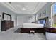 Spacious main bedroom with tray ceilings, soft carpet, and neutral wall color at 4221 Kezar Ct, Belle Isle, FL 32812