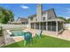 Backyard includes a pool, patio, fenced yard, enclosed porch, and 2 Adirondack chairs at 485 Whittingham Pl, Lake Mary, FL 32746