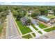 Aerial view showcasing the property's location, well-manicured lawn, and proximity to nearby amenities at 811 E Mcdonald Ave, Eustis, FL 32726