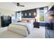 Comfortable bedroom with panel wall, large windows, and cozy furniture at 8256 Bayview Crossing Dr, Winter Garden, FL 34787