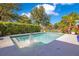 Outdoor view of a refreshing pool with a water fountain, surrounded by lush landscaping at 8256 Bayview Crossing Dr, Winter Garden, FL 34787