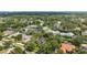 Aerial view showcasing houses and mature trees in a neighborhood with a blue sky background at 8612 Summerville Pl, Orlando, FL 32819