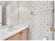 Bathroom with floral wallpaper, vanity with sink, and modern fixtures at 1017 Parkside Pointe Blvd, Apopka, FL 32712