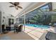 Screened patio featuring outdoor furniture, ceiling fans and a swimming pool at 1107 Almond Tree Cir, Orlando, FL 32835