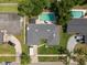 Aerial view of a property showcasing the home, pool, yard, and surrounding neighborhood at 217 Spencer St, Orlando, FL 32839