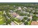 An aerial view of a residential neighborhood featuring mature trees, well-maintained homes, and tree-lined streets at 2528 Double Tree Pl, Oviedo, FL 32766