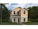 Charming two-story home with yellow siding and landscaped yard with palm trees at 2907 Transformation Way, Clermont, FL 34714