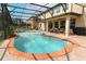Backyard pool and patio with a screened enclosure features fountains, and a large deck for entertaining at 319 Morning View Dr, Winter Garden, FL 34787