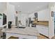 Modern kitchen with white cabinets, granite countertops, stainless steel appliances, and tile backsplash at 41128 Apple St, Eustis, FL 32736