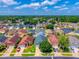 Aerial view of the house showcasing the front yard, landscaping, and neighborhood at 3010 Egrets Landing Dr, Lake Mary, FL 32746
