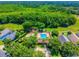 Aerial view of community pool and waterpark nestled among mature trees in the neighborhood at 3010 Egrets Landing Dr, Lake Mary, FL 32746
