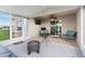 Inviting covered patio with comfortable seating, ceiling fan, and sliding doors to seamlessly blend indoor/outdoor living at 1805 Kingsmill Dr, Bartow, FL 33830