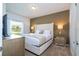 Cozy bedroom with a neatly made bed, decorative lamps, and a view of the outdoors, creating a relaxing retreat at 3229 Cupid Pl, Kissimmee, FL 34747