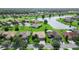 Beautiful aerial shot of a residential area highlighting a tranquil lake and verdant green spaces at 453 Sorrento Rd, Kissimmee, FL 34759