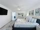 Spacious bedroom with a king bed, ensuite bathroom, and a ceiling fan at 8518 La Isla Dr, Kissimmee, FL 34747