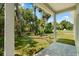 Covered back patio overlooking a lush backyard with mature trees, perfect for relaxing at 1119 W 7Th St, Sanford, FL 32771