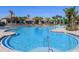 Community pool area with palm trees, green space, and chairs for lounging at 11982 Travel Aly, Orlando, FL 32832