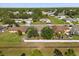 An aerial view of a residential neighborhood featuring houses with fenced yards and mature trees at 1321 Dunbarton Ct, Kissimmee, FL 34758