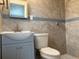 Bathroom featuring modern vanity with neutral wall tile, shower head, and toilet at 1516 Culverhouse Dr, Daytona Beach, FL 32117