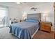 Bedroom with nice furnishings, including lamps, a writing desk, and a balcony view at 3360 Ocean Shore Blvd # 4050, Ormond Beach, FL 32176