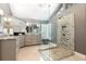 Luxurious bathroom featuring a glass-enclosed shower and elegant finishes at 1600 N Wind Ct, Winter Springs, FL 32708