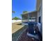 The air conditioner is right outside of the screened in lanai and the white fence at 2049 Crosscreek Ct, Oviedo, FL 32766
