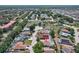 Expansive aerial view of a neighborhood with houses, pools, and mature landscaping at 214 Glasgow Ct, Davenport, FL 33897
