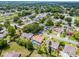Aerial view of a neighborhood showcasing homes with mature trees and well-maintained lawns at 2203 Essex Dr, Ocoee, FL 34761
