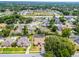 Aerial view of a home outlined in red, with a backyard pool, in a neighborhood with mature trees at 2203 Essex Dr, Ocoee, FL 34761