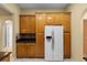 Kitchen with lots of wooden cabinets and a white refrigerator at 2888 Middleton Cir, Kissimmee, FL 34743