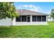 A charming, screened in lanai with multiple windows provides a peaceful view of the lush green backyard at 2888 Middleton Cir, Kissimmee, FL 34743