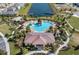 The community pool has a clubhouse, water park, and seating areas, all surrounded by lush vegetation at 3077 Nottel Dr, St Cloud, FL 34772