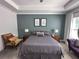 Cozy bedroom with plush gray carpet, ample natural light, and a decorative tray ceiling at 5161 Kingwell Cir, Oviedo, FL 32765