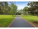 Scenic long driveway leading to a private estate with mature trees and lush landscaping at 1550 Bluewater Run, Chuluota, FL 32766
